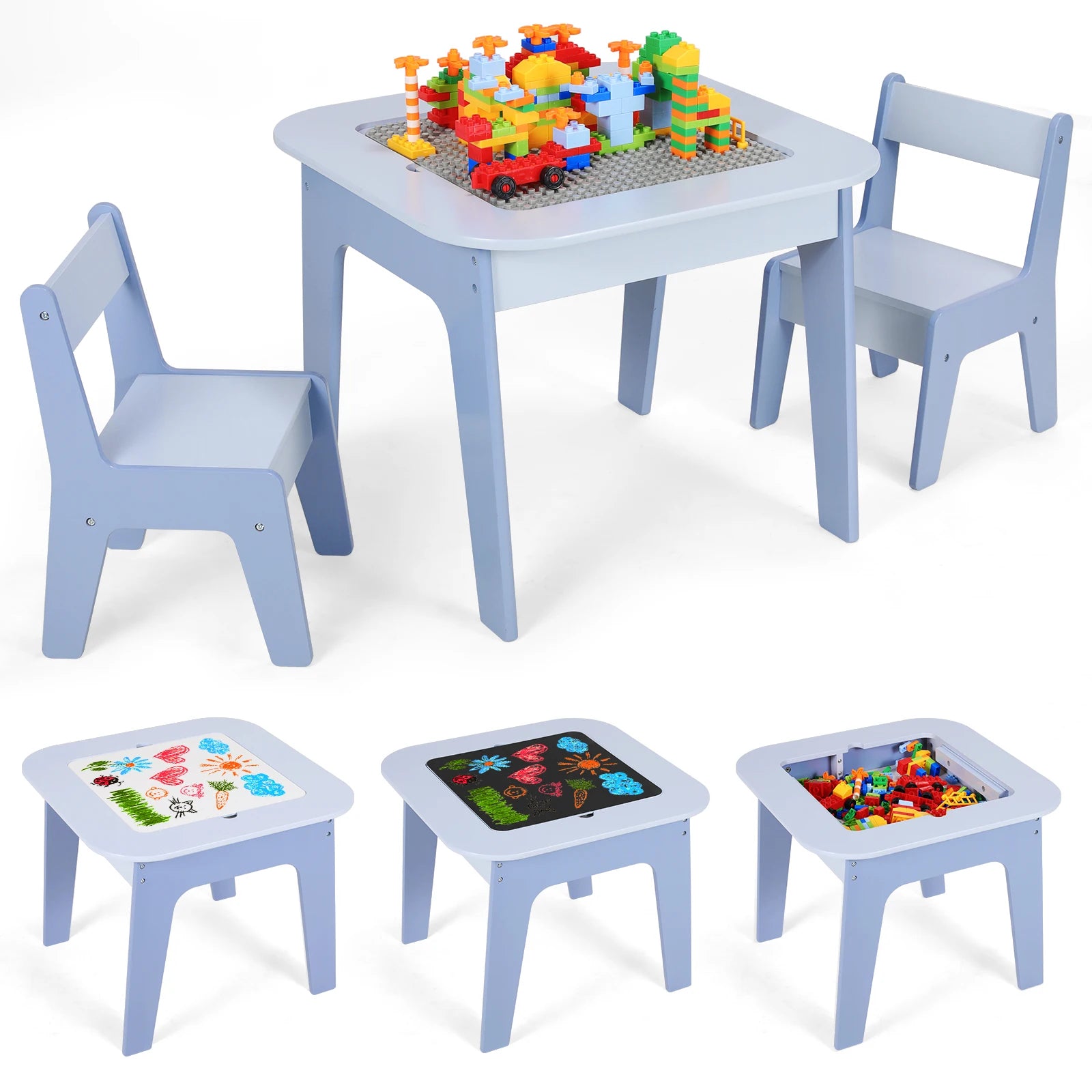 Ensemble Table d'activité 4 en 1 et 2 chaises